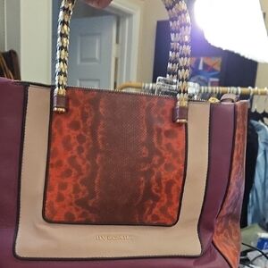 Bulgari Red and Tan Tote Bag
